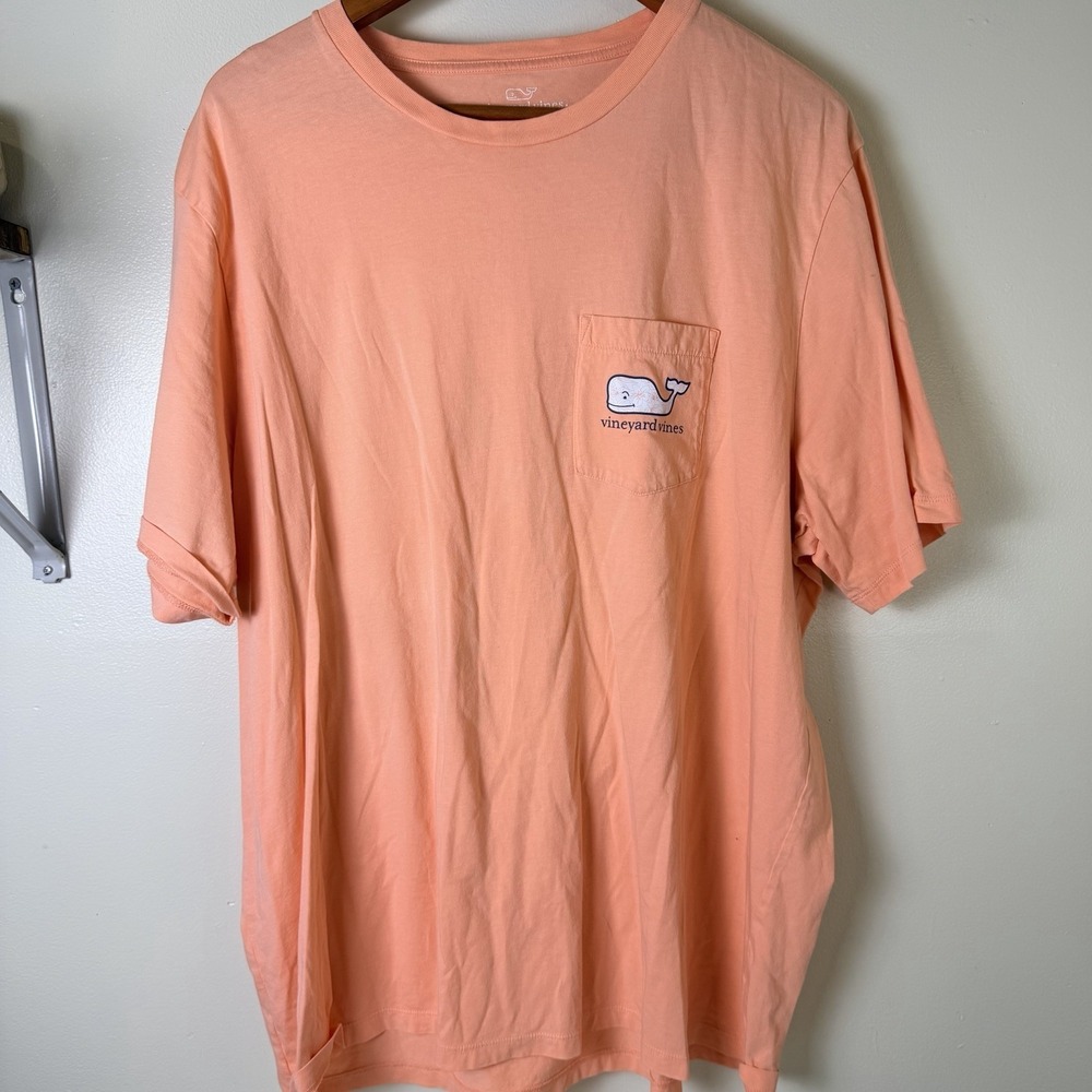 Vineyard Vines Men's Coral Pocket T Shirt Size 2XL Whale Nautical Vacation